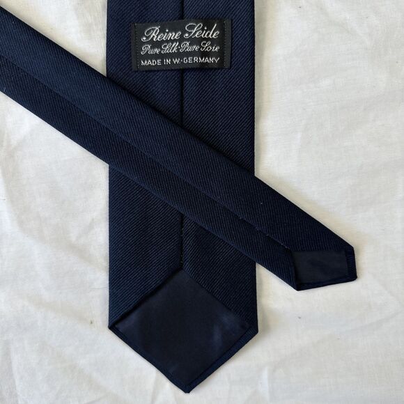 Reine Seide Italy Men's Dark Blue With Sailing Ship 100% Silk Tie Nautical 2.75” - Picture 6 of 8